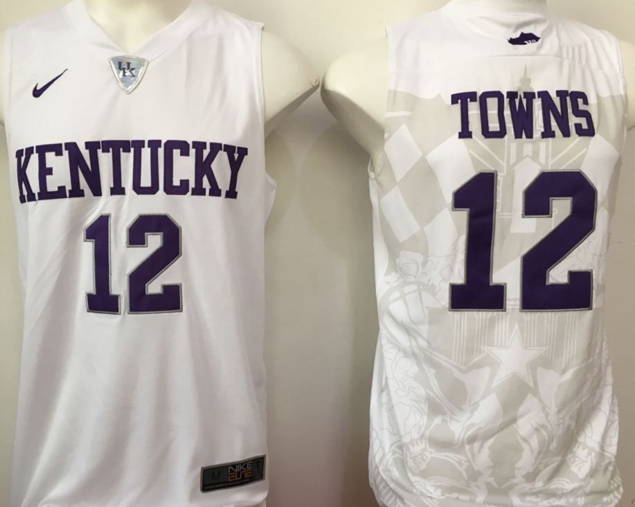 NCAA Men Kentucky Wildcats White #12 towns->->NCAA Jersey